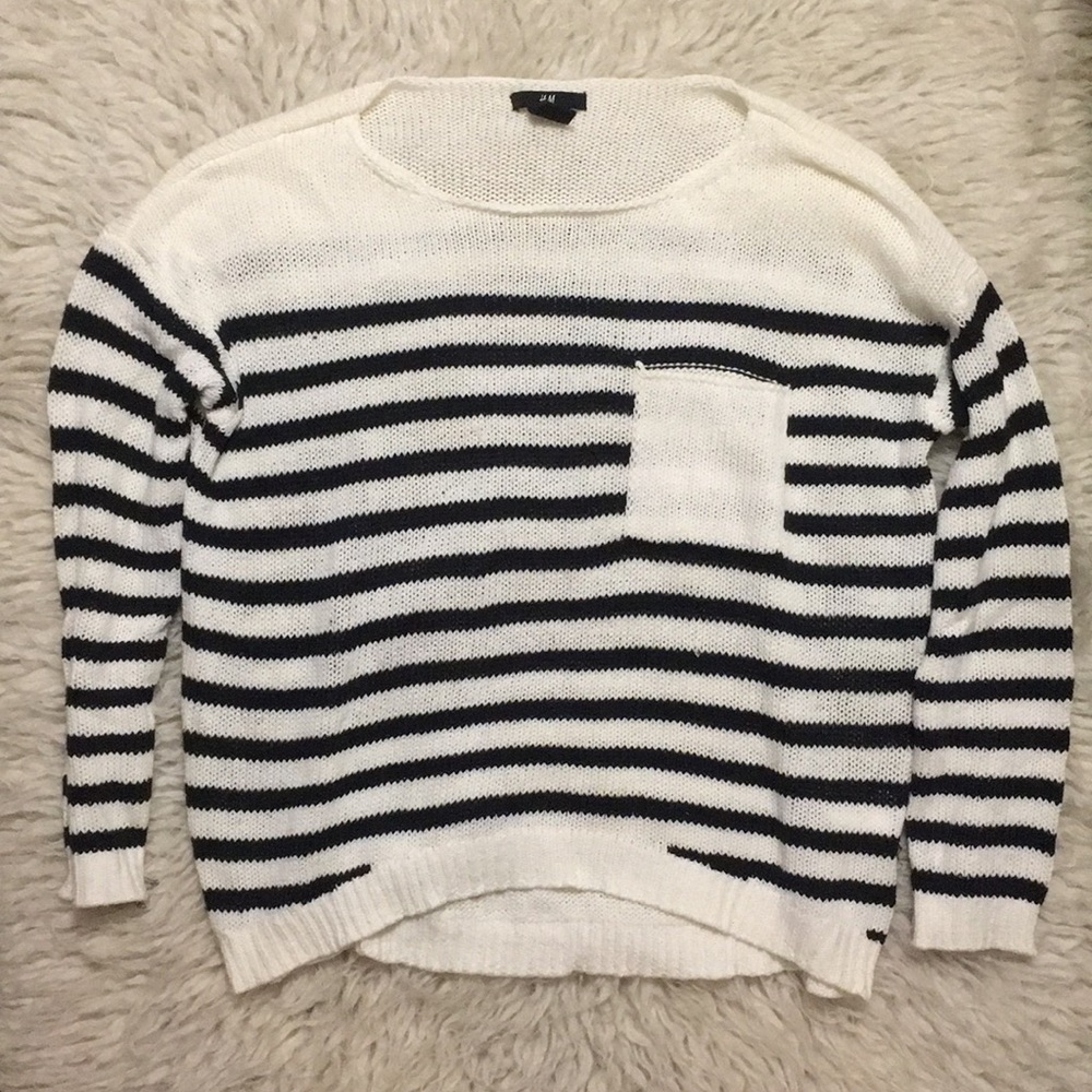H&M Knit Striped Sweater with Pocket